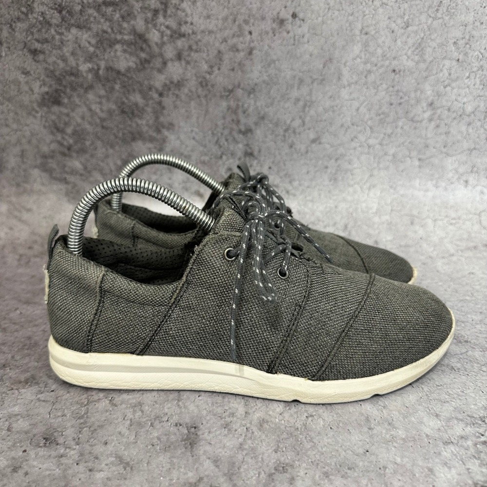 TOMS Del Rey Sneakers Women 8.5 Gray Coated Linen Low Top Athletic‎ Shoes